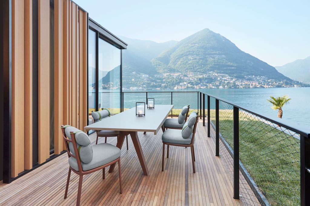 The modern, geometric architecture of Il Sereno designed by Patricia Urquiola.